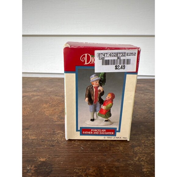 Vintage Lemax 1992 Porcelain Father & Daughter Figurine Christmas Village Decor - Picture 5 of 9